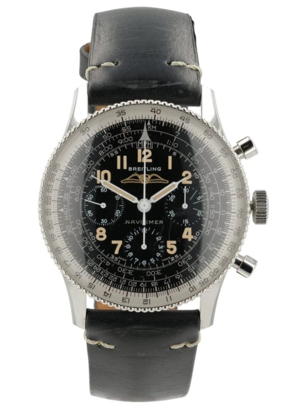 Breitling Navtimer Chrono Black Dial Steel 41mm Manual Wind Men's Watch AB0910